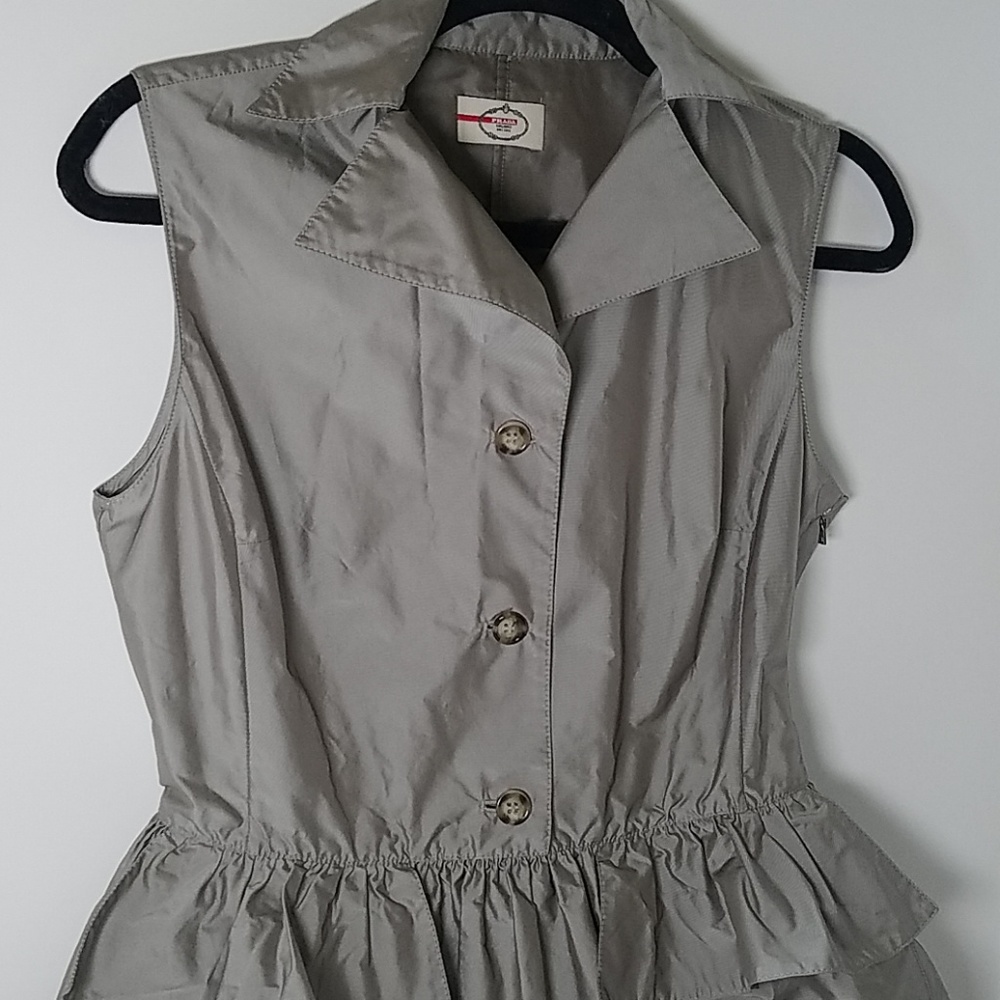 🌟HP🌟Prada Fit and Flare Structured Silver Dress